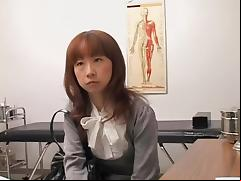 Skinny Japanese fingered and toyed during a medical exam